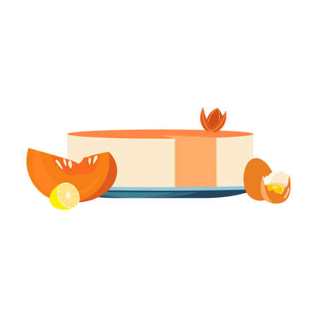 Fresh pumpkin pie on plate for thanksgiving celebration