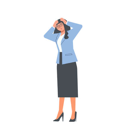 Sick Woman with migraine attack holding her headのイラスト素材