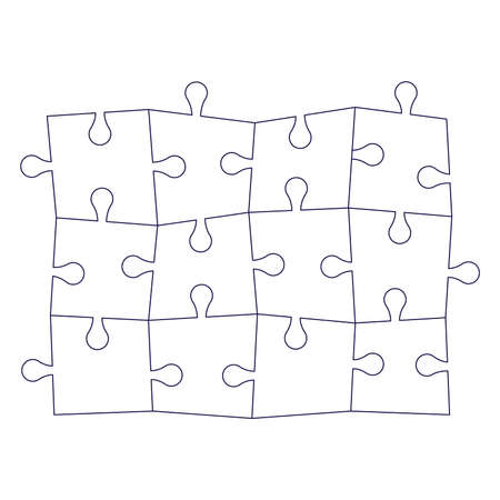 Puzzle pieces in line style isolated on white background.のイラスト素材