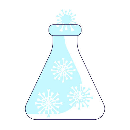 Flask with coronavirus. Science, chemistry and exploration symbolのイラスト素材