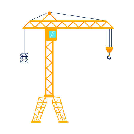 Construction orange crane side view isolated on white backgroundのイラスト素材