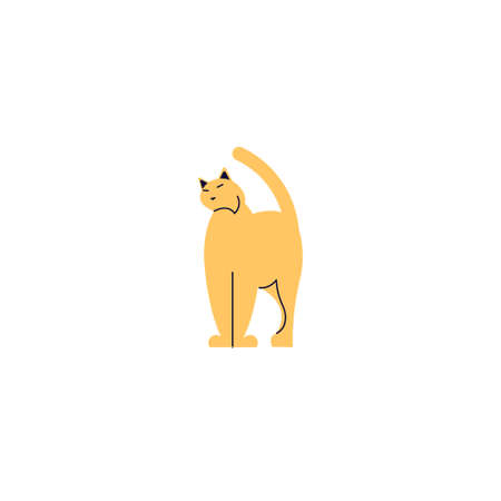 Ginger cat silhouette stands fase isolated on whiteのイラスト素材