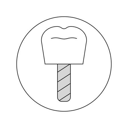 Round template dentist icon - implant tooth. Flat vector Illustration.のイラスト素材
