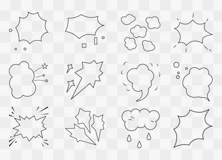 Set of empty Bubble speech isolated on transparent backgroundのイラスト素材