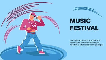 Web site banner template with live music festivalのイラスト素材