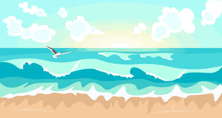 Horizontal banner of abstract seascape with storm on the seaのイラスト素材