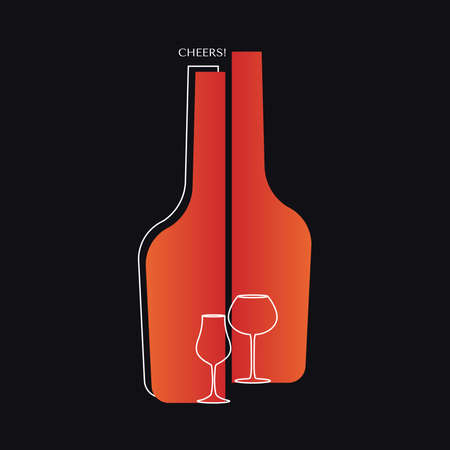 Poster with a silhouette of a bottle of French premium cognacのイラスト素材