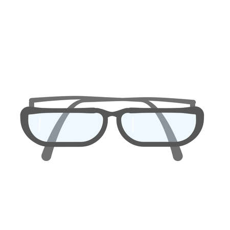 Retro glasses isolated on white background, rounded gray-rimmed glasses, women's and men's accessory. Flat Art Vector Illustrationのイラスト素材