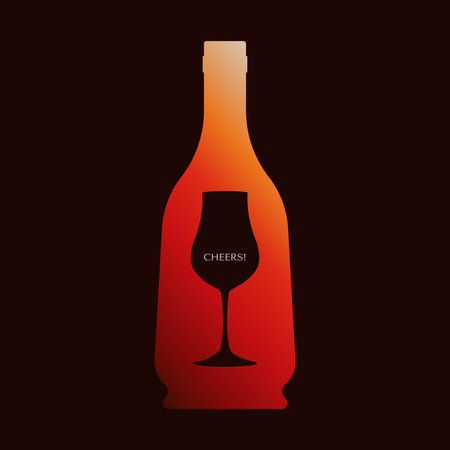 Poster with a silhouette of a bottle of French premium cognacの写真素材
