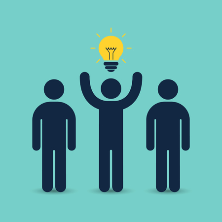 Leader of team with idea business concept. Vector illustration.のイラスト素材