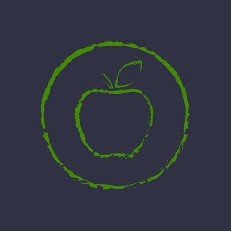 Apple logo badge, label or stamp in grunge style, vector isolated outline sticker.のイラスト素材