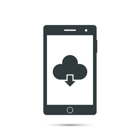 Smartphone with cloud download icon. Vector isolated illustration.のイラスト素材