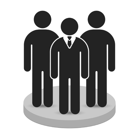 Leader in front of his team business concept. People in podium. Vector illustration.のイラスト素材