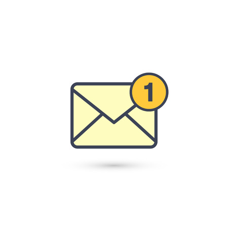 New incoming message envelope with one notification, vector.のイラスト素材
