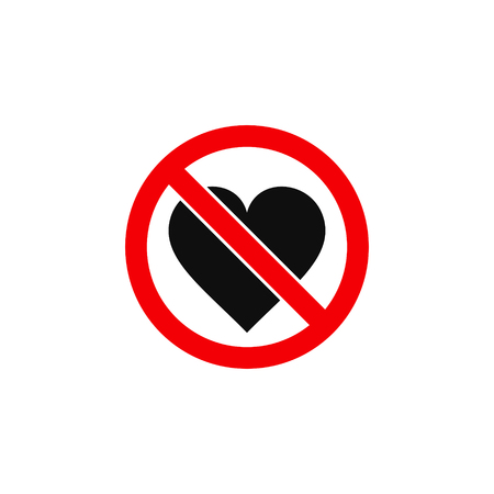 No love heart sign, vector isolated icon.のイラスト素材