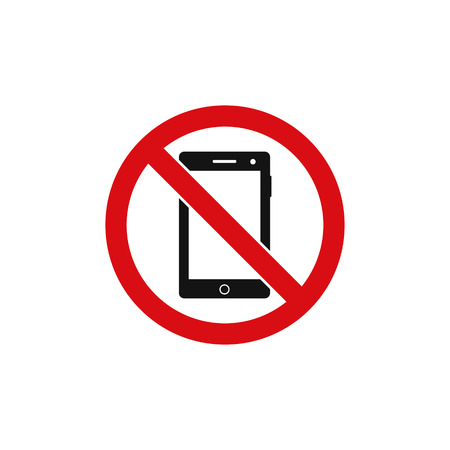 No Mobile Phone vector sign isolated on white.のイラスト素材
