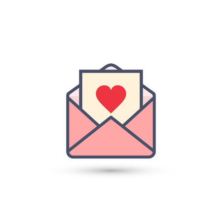 Envelope with Valentine heart, vector isolated color icon.のイラスト素材