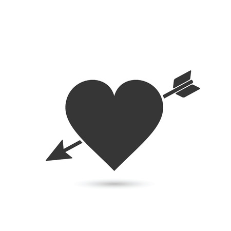 Arrow heart icon. Love sign. Valentines symbol on white background. Vector illustration.のイラスト素材