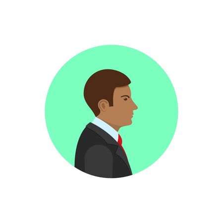Vector businessman profile icon, man avatar picture in white circle. Flat design graphic concept. Vector iconのイラスト素材