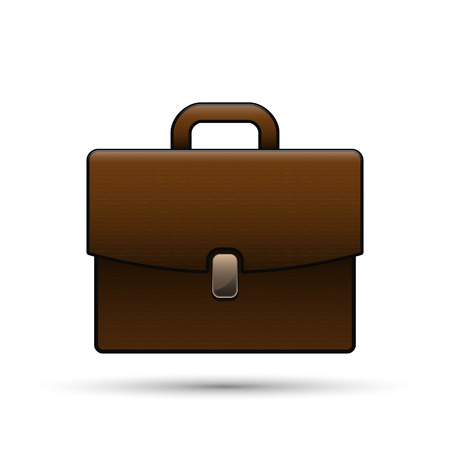 Brown briefcase isolated on white, realistic vector business case illustration.のイラスト素材