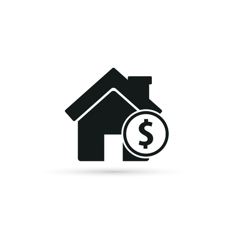 House with coin icon. Vector business symbol isolated on white background.のイラスト素材