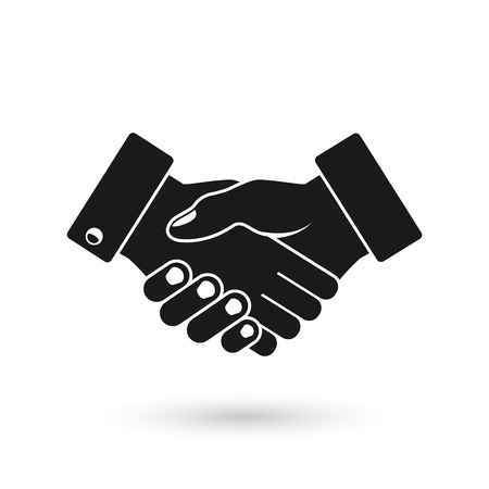 Handshake business icon, vector black silhouette illustration.のイラスト素材