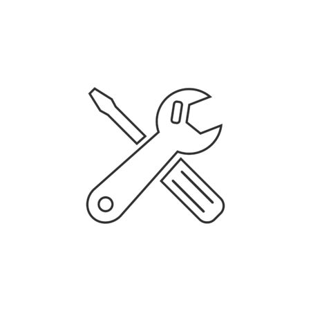 Car service sign icon outline. Repair grey sign. Vector isolated line object.のイラスト素材