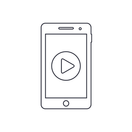 Smartphone outline icon with media player app sign. Vector design illustration.のイラスト素材
