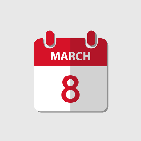March 8, Vector flat daily calendar icon, Women's dayのイラスト素材