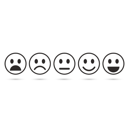 Emoticon evaluation line icon, feedback icon, smiley with different mood. Vector.のイラスト素材