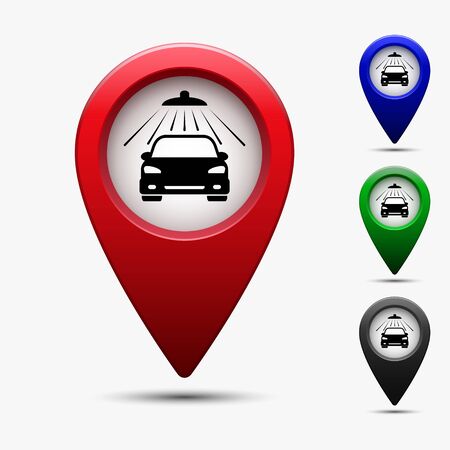 Map pointer with symbol car wash. Vector isolated set.のイラスト素材