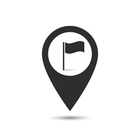 Map pointer with symbol flag and finish. For location maps. Mark icon. Sign for gps navigation. Pointer location. Vector isolated ilustration.のイラスト素材