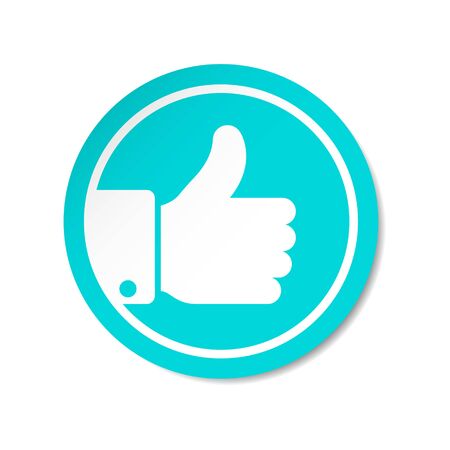 Thumb Up vector icon. Style is flat rounded symbol, blue color, rounded angles, white background.のイラスト素材