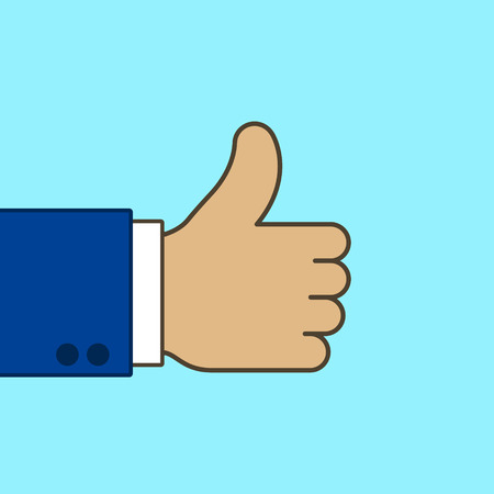 Hand with thumb up in flat design style. Vector illustration.のイラスト素材