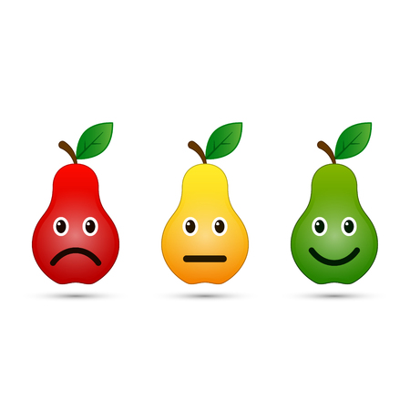 Pear emoticons icon set positive, neutral and negative, vector evaluation illustration.のイラスト素材