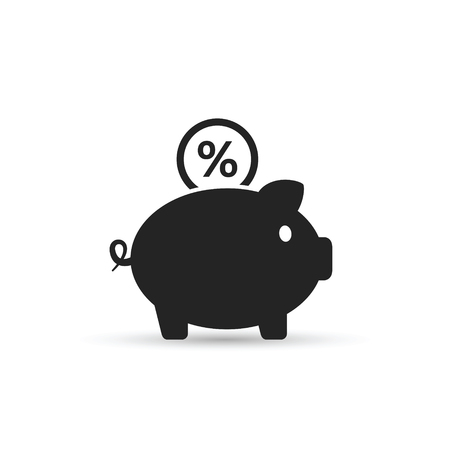 Piggy Bank with percent coin vector icon. Inome deposit illustration.のイラスト素材