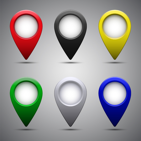 Set of bright map pointers, vector iolated blank naviation sign collection.のイラスト素材