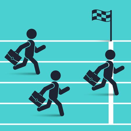 Businessmen running down the track. Business vector simple illustration.のイラスト素材