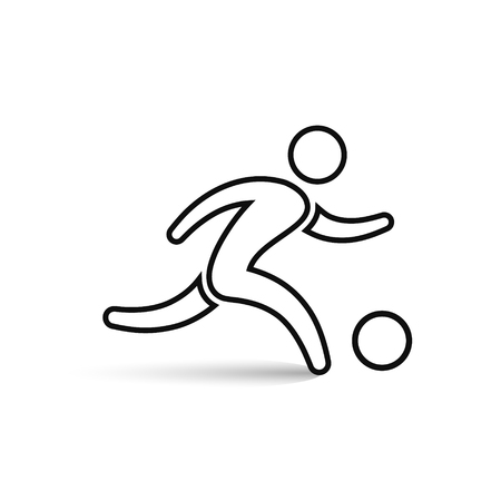 Soccer player icon outline symbol, vector isolated running football player illustration.のイラスト素材