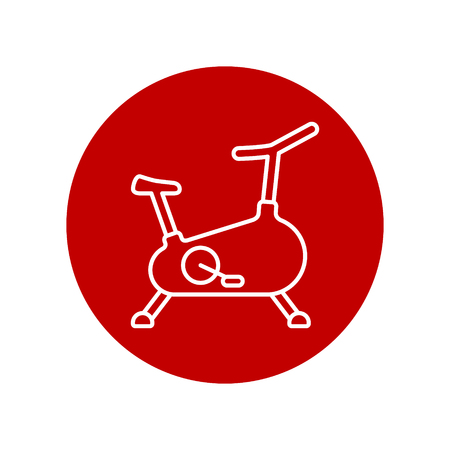 Stationary bicycle, Exercise Bike line icon outline, vector sign isolated on white bacground.のイラスト素材