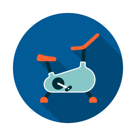 Exercise bike flat icon with long shadow, vector isolated illustration.のイラスト素材