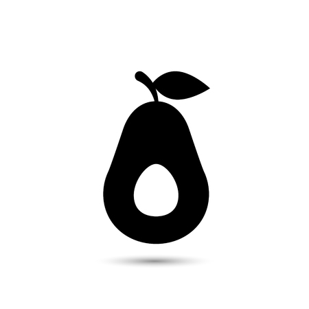 Avocado icon black. Vector simple fruit icon.のイラスト素材