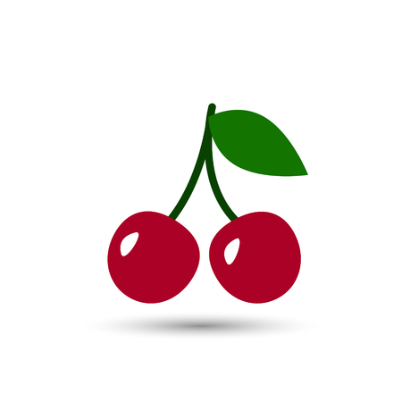 Cherry color icon, vector simple fruit symbol isolated on white background.のイラスト素材