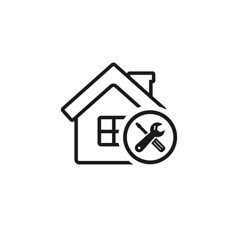 Home repair icon, vector isolated outline service symbol.のイラスト素材