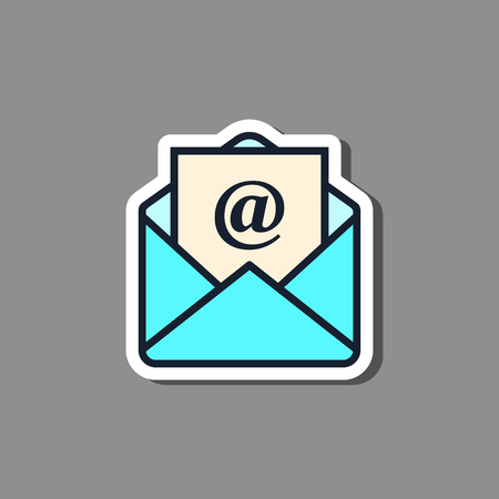 Email open envelope paper sticker with shadow. Vector isolated label illustration.のイラスト素材