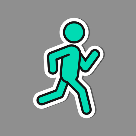 Running man paper sticker, vector isolated label, run symbol.のイラスト素材