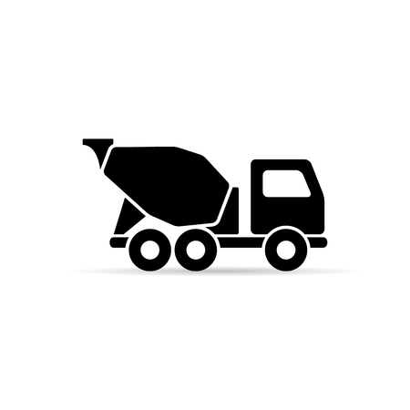 Concrete mixer icon, vector isolated simple mixer truck symbol.のイラスト素材