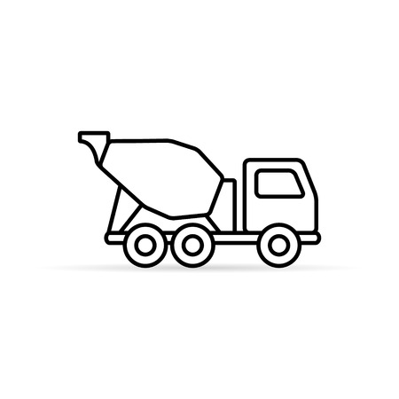 Concrete mixer line icon, vector isolated simple mixer truck symbol.のイラスト素材