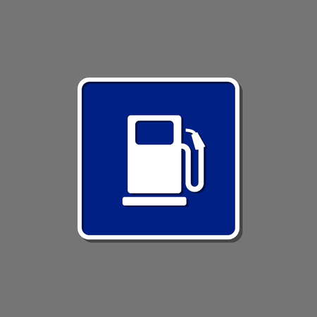Gas station blue road sign on grey. Vector isolated ilustration.のイラスト素材