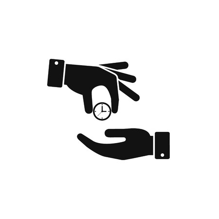 Hand giving the clock icon. Vector isolated time economy illustration.のイラスト素材